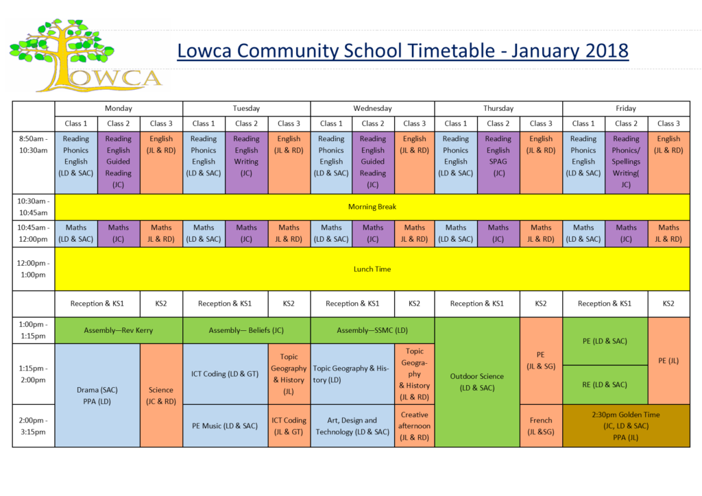 high school timetable 2019